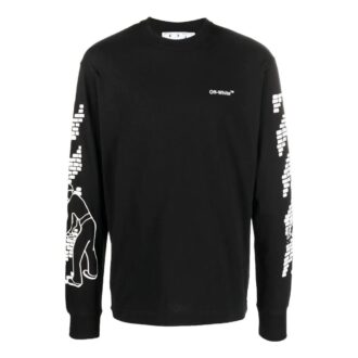 Off-White Men’ s FW22 Logo Printing Round Neck Long Sleeves Black T-Shirt Off-White Men’ s FW22 Logo Printing Round Neck Long Sleeves Black T-Shirt