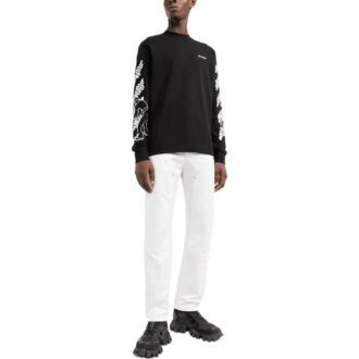 Off-White Men’ s FW22 Logo Printing Round Neck Long Sleeves Black T-Shirt Off-White Men’ s FW22 Logo Printing Round Neck Long Sleeves Black T-Shirt