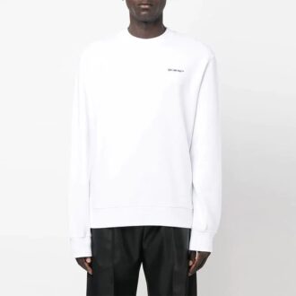 Off-White Men’ s FW22 Logo Printing Round Neck Long Sleeves Pullover Loose Fit White Off-White Men’ s FW22 Logo Printing Round Neck Long Sleeves Pullover Loose Fit White