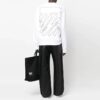 Off-White Men’ s FW22 Logo Printing Round Neck Long Sleeves Pullover Loose Fit White