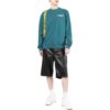 Off-White Men’ s FW22 Logo Printing Round Neck Long Sleeves Version Lake Blue