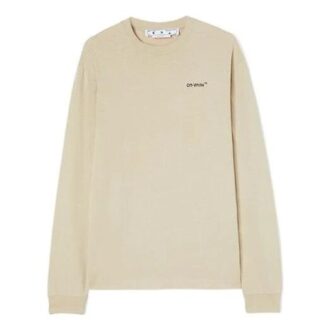 Off-White Men’ s FW22 Logo Printing Round Neck Pullover Long Sleeves Loose Fit Beige T-Shirt Off-White Men’ s FW22 Logo Printing Round Neck Pullover Long Sleeves Loose Fit Beige T-Shirt