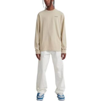Off-White Men’ s FW22 Logo Printing Round Neck Pullover Long Sleeves Loose Fit Beige T-Shirt Off-White Men’ s FW22 Logo Printing Round Neck Pullover Long Sleeves Loose Fit Beige T-Shirt