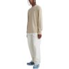 Off-White Men’ s FW22 Logo Printing Round Neck Pullover Long Sleeves Loose Fit Beige T-Shirt
