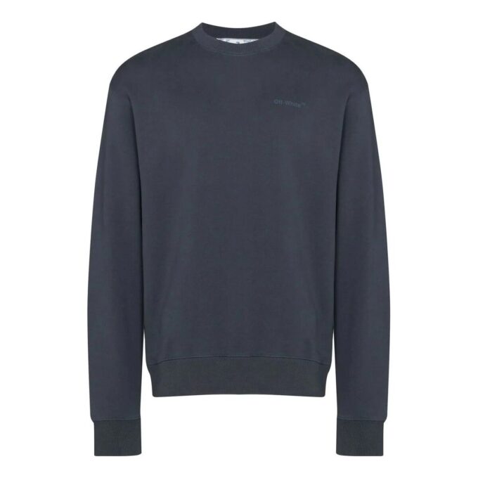 Off-White Men’ s FW22 Logo Printing Round Neck Pullover Navy Blue
