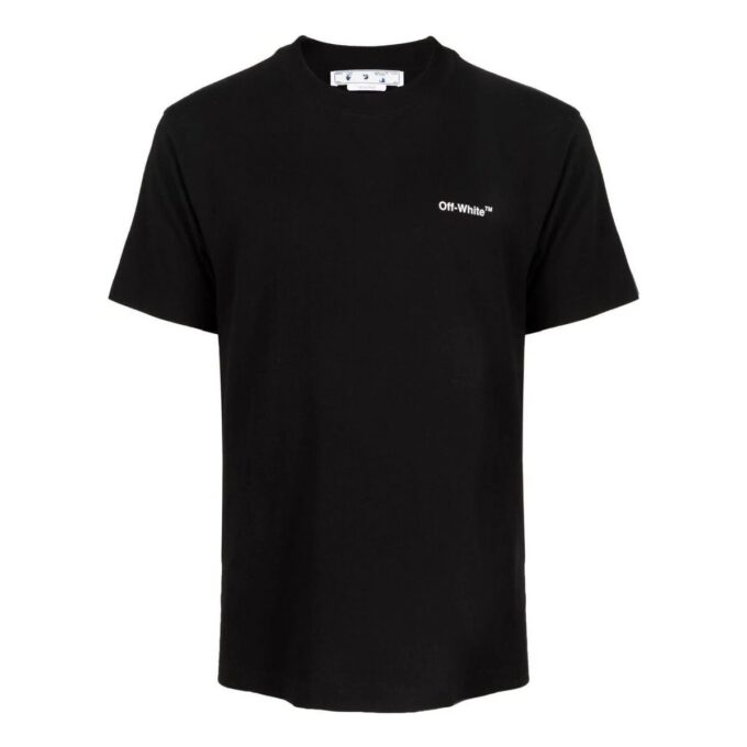 Off-White Men’ s FW22 Logo Printing Round Neck Pullover Short Sleeve Black T-Shirt