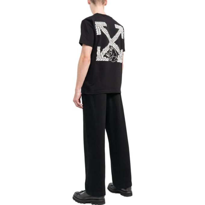 Off-White Men’ s FW22 Logo Printing Round Neck Pullover Short Sleeve Black T-Shirt
