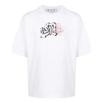 Off-White Men’ s FW22 Logo Printing Round Neck Pullover Short Sleeve Loose Fit White T-Shirt Off-White Men’ s FW22 Logo Printing Round Neck Pullover Short Sleeve Loose Fit White T-Shirt