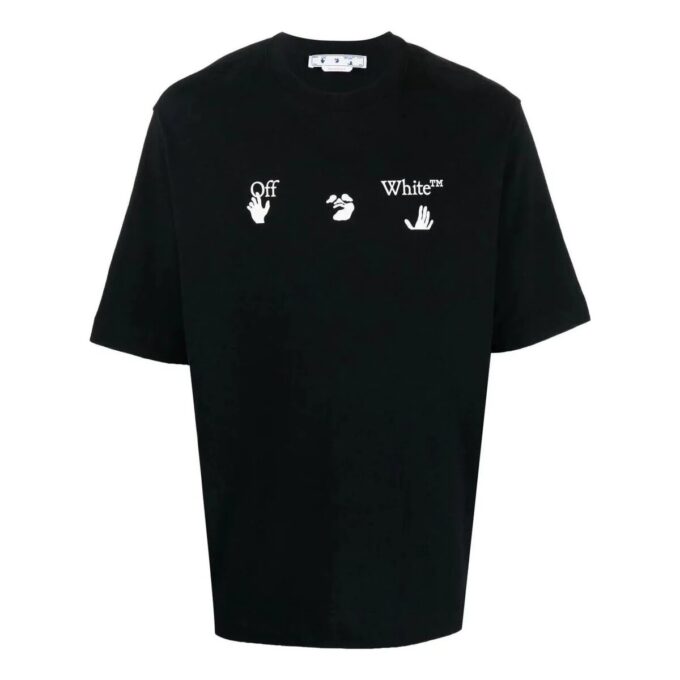 Off-White Men’ s FW22 Logo Printing Round Neck Short Sleeve Black T-Shirt