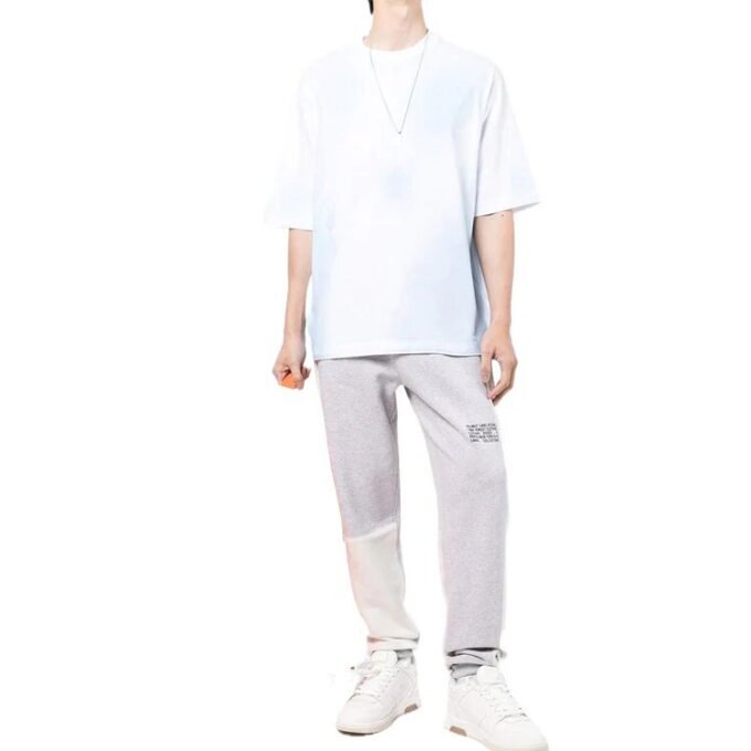 Off-White Men’ s FW22 Logo Printing Round Neck Short Sleeve Blue White T-Shirt