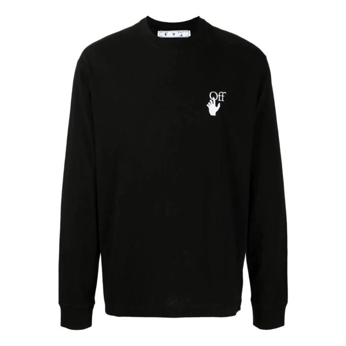 Off-White Men’ s FW22 Logo Round Neck Long Sleeves Version Black