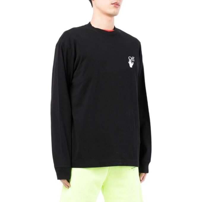 Off-White Men’ s FW22 Logo Round Neck Long Sleeves Version Black