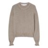 Off-White Men’ s FW22 Logo Round Neck Pullover Long Sleeves Wool Sweater Version Brown