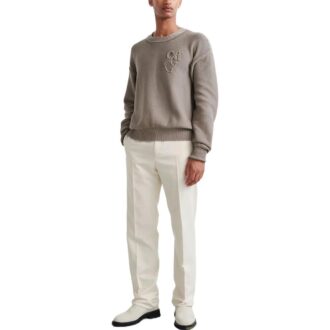 Off-White Men’ s FW22 Logo Round Neck Pullover Long Sleeves Wool Sweater Version Brown Off-White Men’ s FW22 Logo Round Neck Pullover Long Sleeves Wool Sweater Version Brown