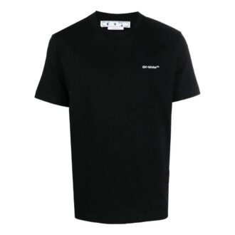 Off-White Men’ s FW22 Logo Stripe Round Neck Short Sleeve Black T-Shirt Off-White Men’ s FW22 Logo Stripe Round Neck Short Sleeve Black T-Shirt