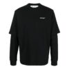 Off-White Men’ s FW22 Painting Printing Casual Long Sleeves Loose Fit Black T-Shirt