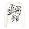 Off-White Men’ s FW22 Pattern Intarsia Knit Round Neck Long Sleeves Wool Sweater Loose Fit White