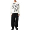 Off-White Men’ s FW22 Pattern Intarsia Knit Round Neck Long Sleeves Wool Sweater Loose Fit White
