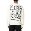 Off-White Men’ s FW22 Pattern Intarsia Knit Round Neck Long Sleeves Wool Sweater Loose Fit White