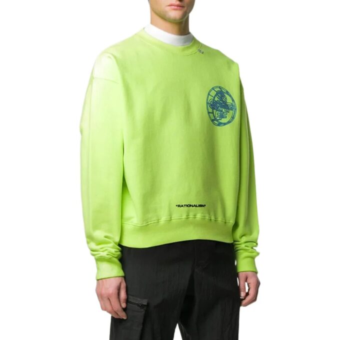 Off-White Men’ s FW22 Pattern Printing Pullover Long Sleeves Version Green