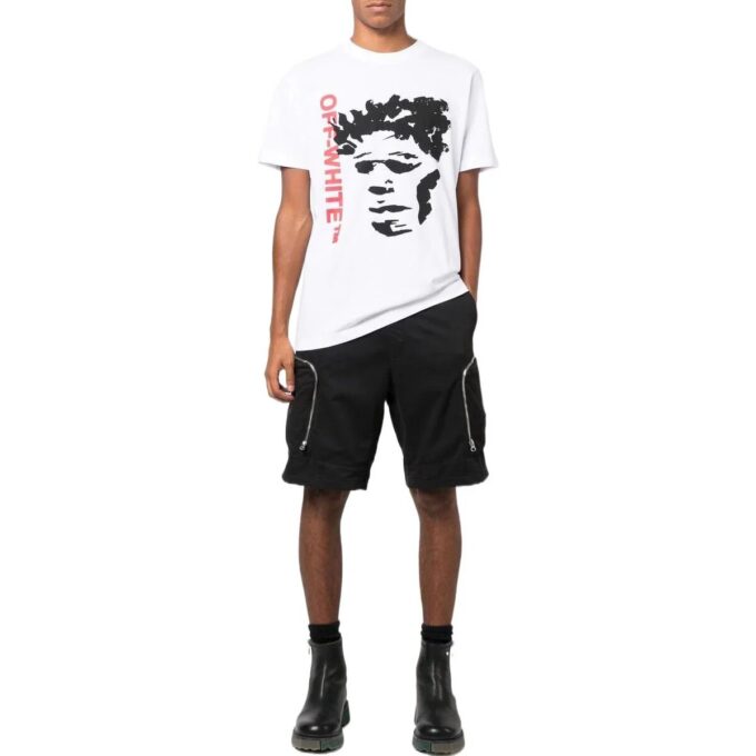 Off-White Men’ s FW22 Pattern Printing Round Neck Pullover Short Sleeve Version White T-Shirt