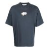 Off-White Men’ s FW22 Pattern Printing Round Neck Short Sleeve Loose Fit Navy Blue T-Shirt