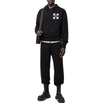 Off-White Men’ s FW22 Rear Logo Printing Casual Bundle Feet Sports Pants/Trousers/Joggers Version Black