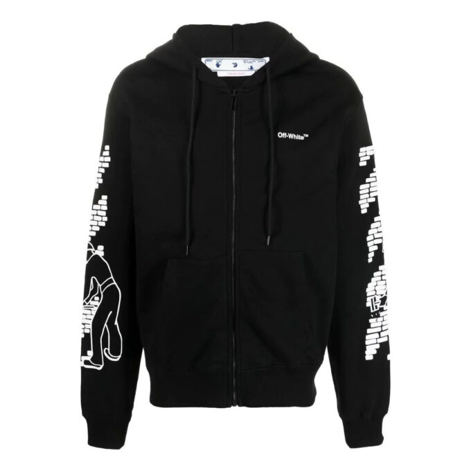 Off-White Men’ s FW22 Ribbed Pattern Printing Fitted Fit Black