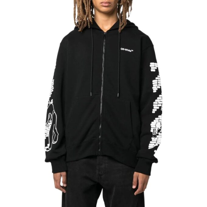 Off-White Men’ s FW22 Ribbed Pattern Printing Fitted Fit Black
