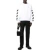 Off-White Men’ s FW22 Side Stripe Alphabet Printing Straight Round Neck Long Sleeves Autumn White