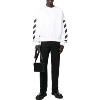Off-White Men’ s FW22 Side Stripe Alphabet Printing Straight Round Neck Long Sleeves Autumn White Off-White Men’ s FW22 Side Stripe Alphabet Printing Straight Round Neck Long Sleeves Autumn White