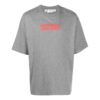 Off-White Men’ s FW22 Slogan Printing Round Neck Short Sleeve Ordinary Version Gray T-Shirt