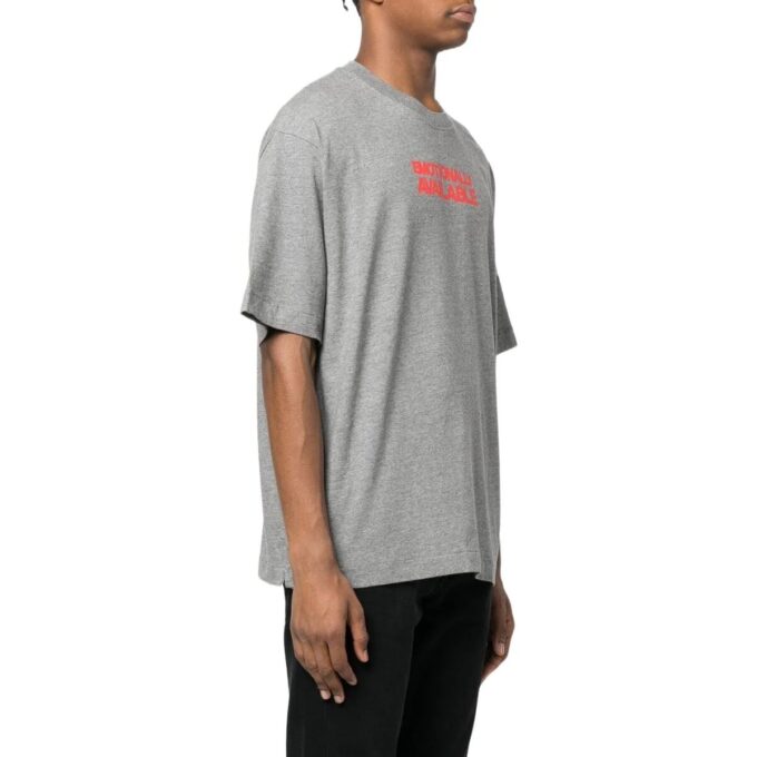 Off-White Men’ s FW22 Slogan Printing Round Neck Short Sleeve Ordinary Version Gray T-Shirt