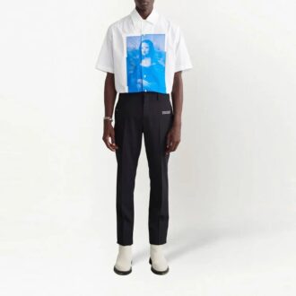 Off-White Men’ s FW22 Solid Color Alphabet Printing Straight-Leg Casual Trousers Ordinary Version Black Off-White Men’ s FW22 Solid Color Alphabet Printing Straight-Leg Casual Trousers Ordinary Version Black