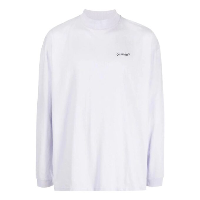 Off-White Men’ s FW22 Solid Color Arrow Pattern Logo Printing Round Neck White