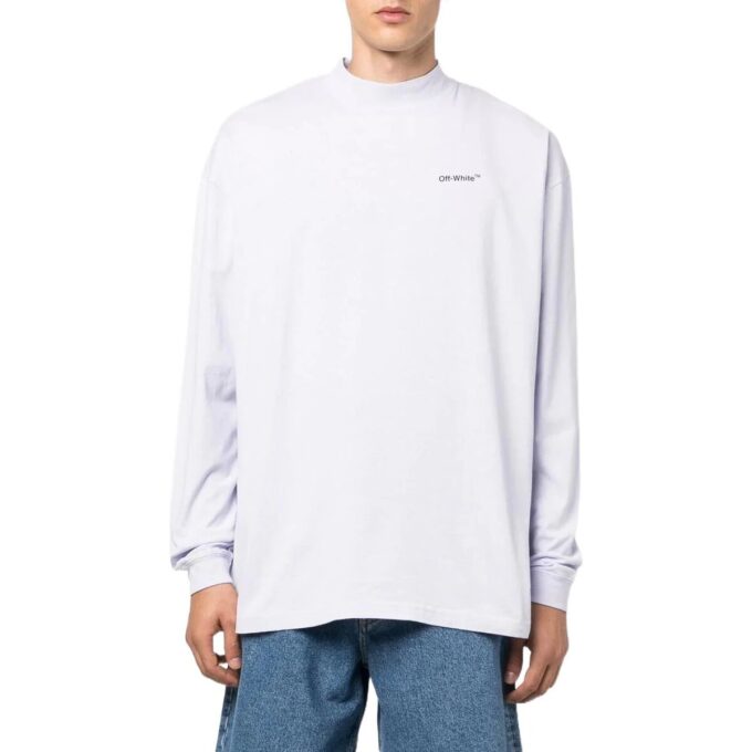 Off-White Men’ s FW22 Solid Color Arrow Pattern Logo Printing Round Neck White