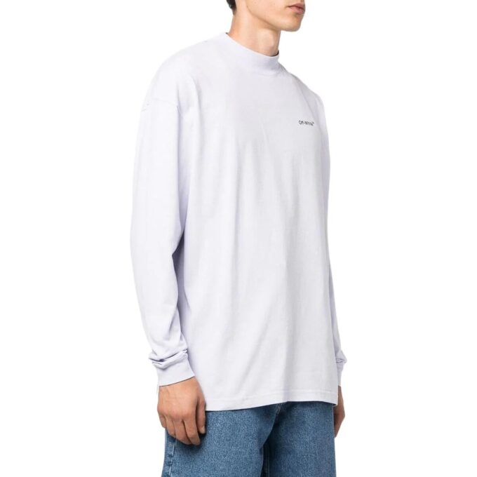 Off-White Men’ s FW22 Solid Color Arrow Pattern Logo Printing Round Neck White