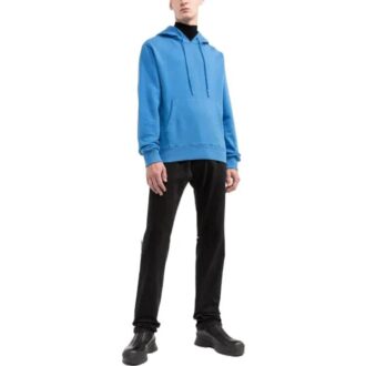Off-White Men’ s FW22 Solid Color Back Stripe Printing Hooded Long Sleeves Version Blue Off-White Men’ s FW22 Solid Color Back Stripe Printing Hooded Long Sleeves Version Blue