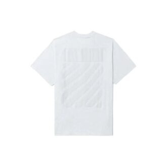 Off-White Men’ s FW22 Solid Color Back Stripe Printing Round Neck Short Sleeve White T-Shirt Off-White Men’ s FW22 Solid Color Back Stripe Printing Round Neck Short Sleeve White T-Shirt