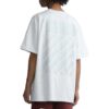 Off-White Men’ s FW22 Solid Color Back Stripe Printing Round Neck Short Sleeve White T-Shirt
