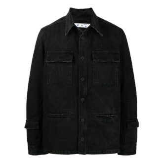 Off-White Men’ s FW22 Solid Color Casual Long Sleeves Denim Black Shirt Off-White Men’ s FW22 Solid Color Casual Long Sleeves Denim Black Shirt