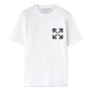 Off-White Men’ s FW22 Solid Color Diagonal Arrow Printing Round Neck Short Sleeve White T-Shirt