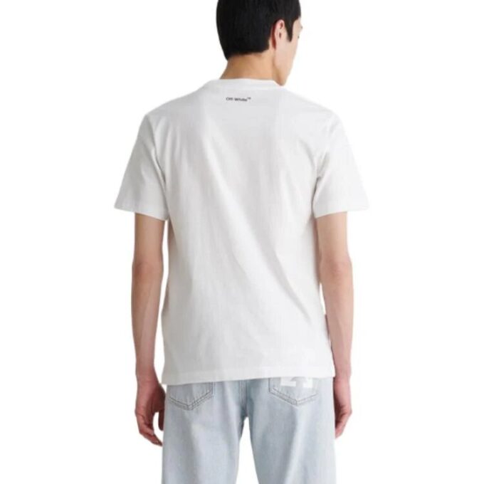 Off-White Men’ s FW22 Solid Color Diagonal Arrow Printing Round Neck Short Sleeve White T-Shirt