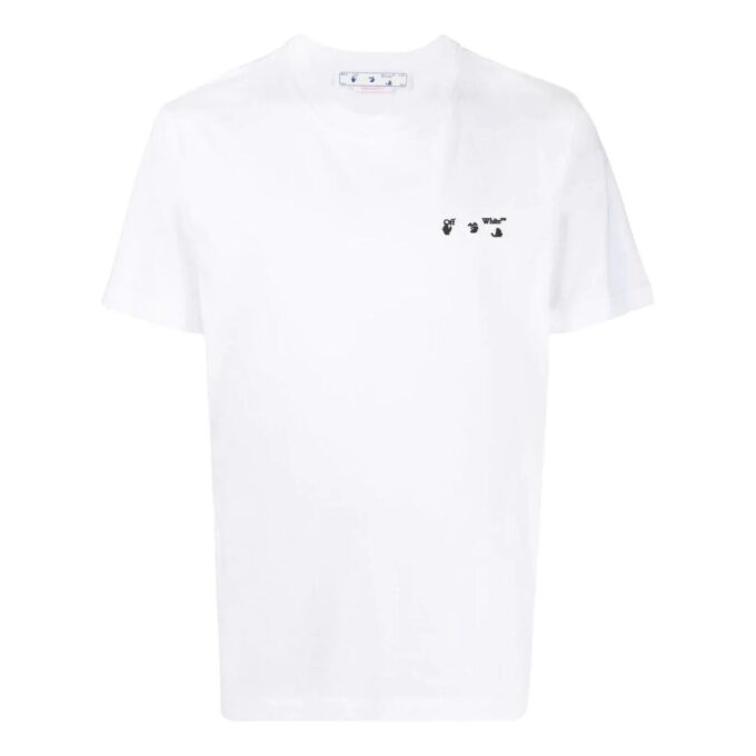 Off-White Men’ s FW22 Solid Color Logo Alphabet Printing Round Neck Short Sleeve White T-Shirt
