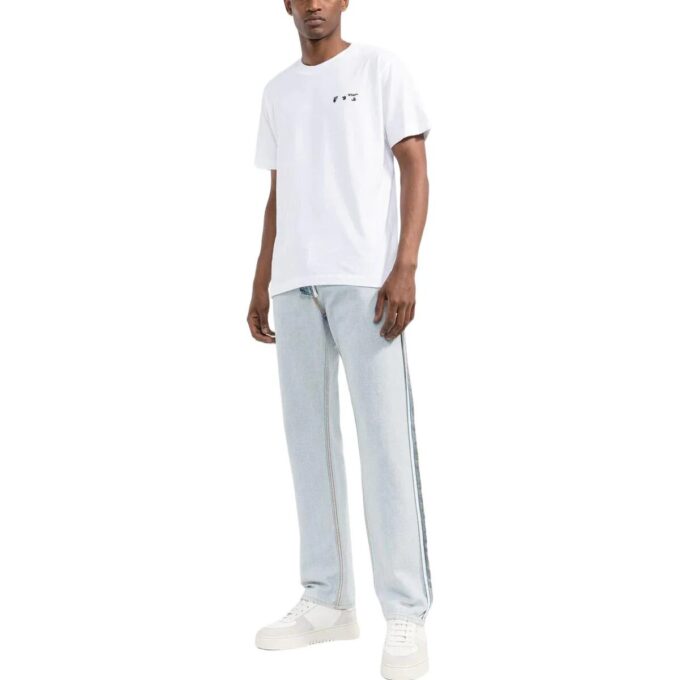 Off-White Men’ s FW22 Solid Color Logo Alphabet Printing Round Neck Short Sleeve White T-Shirt