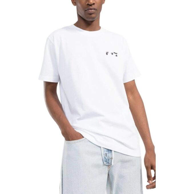 Off-White Men’ s FW22 Solid Color Logo Alphabet Printing Round Neck Short Sleeve White T-Shirt
