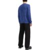 Off-White Men’ s FW22 Solid Color Logo Embroidered Round Neck Pullover Long Sleeves Wool Sweater Blue