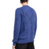 Off-White Men’ s FW22 Solid Color Logo Embroidered Round Neck Pullover Long Sleeves Wool Sweater Blue