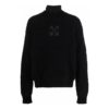 Off-White Men’ s FW22 Solid Color Logo Printing High Collar Wool Sweater Version Black