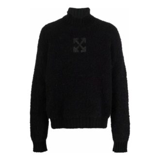 Off-White Men’ s FW22 Solid Color Logo Printing High Collar Wool Sweater Version Black Off-White Men’ s FW22 Solid Color Logo Printing High Collar Wool Sweater Version Black